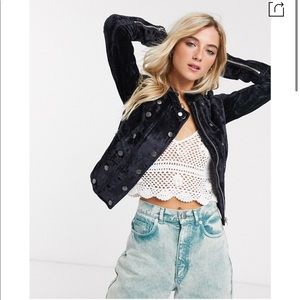 Free People Dusk Till Dawn Velvet Moto Jacket